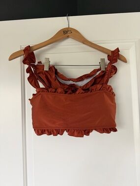 Ruffle Trim Rust Bikini Set